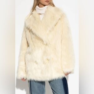 Stand Studio Katalina Faux Fur Jacket Coat XS NWT Cream